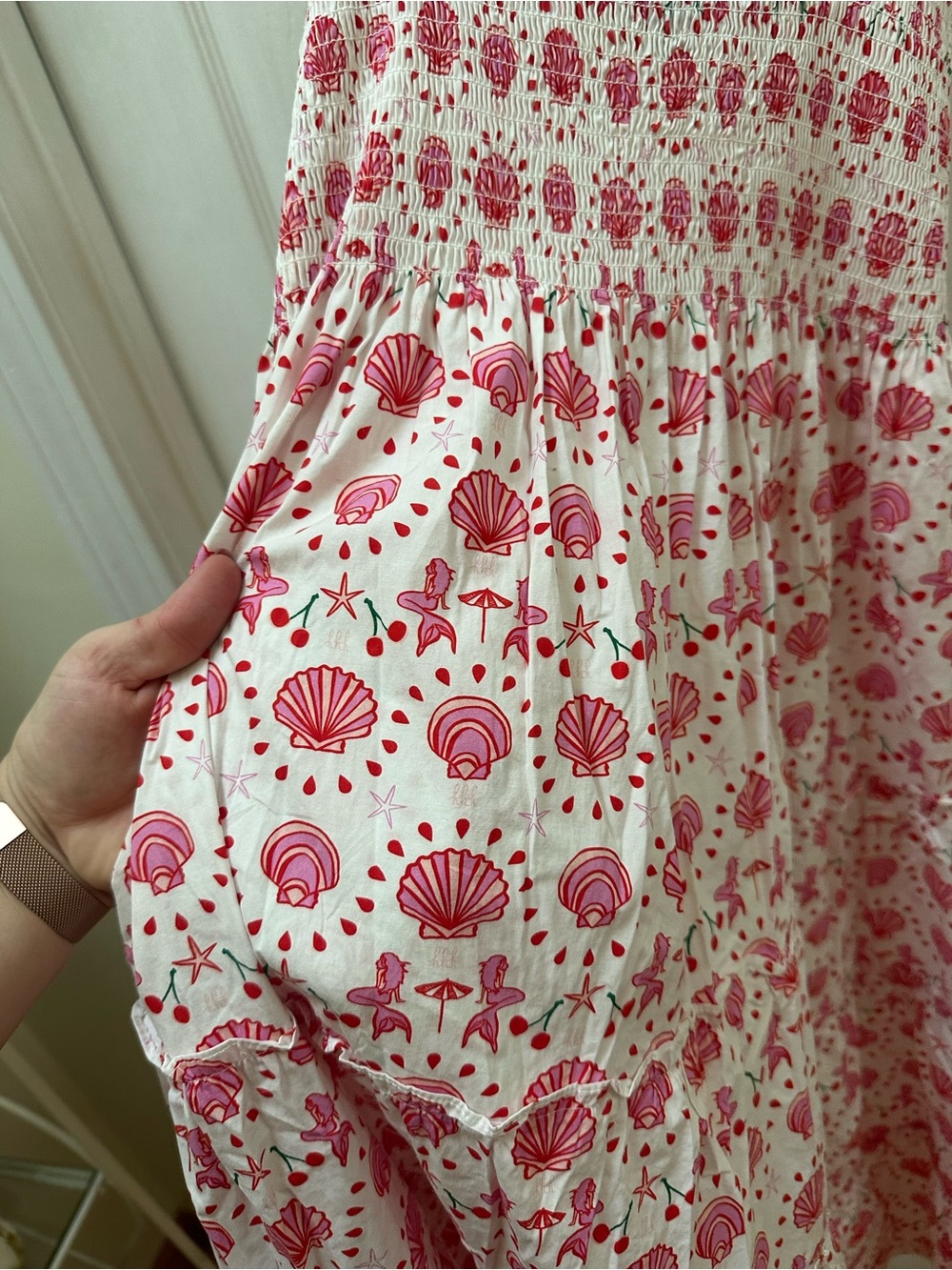 Hill House Ellie Mermaid Nap Dress pink white tank long S Small shell starfish - Picture 7 of 8